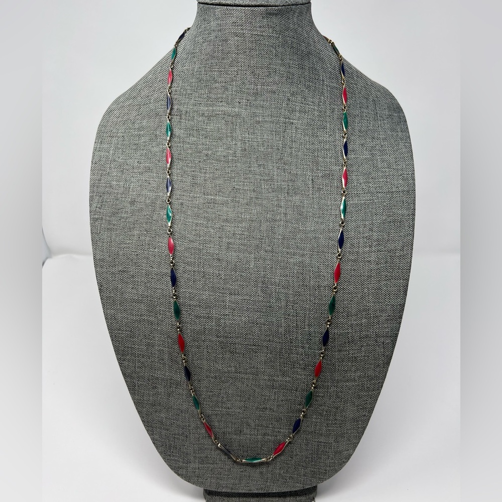 Multi Colored Metallic Long Necklace, business‎ casual, work, office, boho